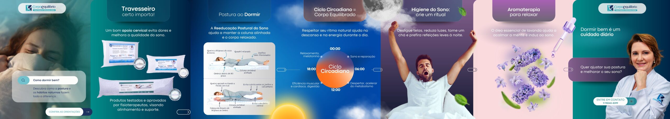 Corpo Equilibrio Fisioterapia - Post Carroussel Instagram "Como dormir bem"